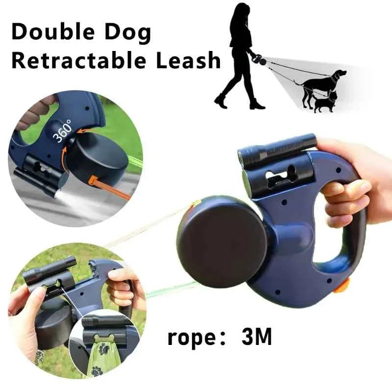 Retractable Dual Pet Leash with LED™